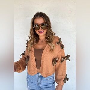 Blakeley Sloane Bow Knit Cardigan in Pumpkin Spice